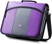 Kinbashi 3-Inch Zipper Binder, Round Ring Binder with Expanding Files, Handle and Shoulder Strap, Violet