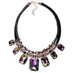 YAZILIND Colorful Charm Pendant Chain Crystal Choker Chunky Bib Statement Short Necklace Collar