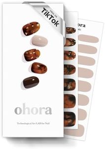 ohora Semi Cured Gel Nail Strips (N Brown Sugar) - Works with Any UV Nail Lamps, Salon-Quality, Long Lasting, Easy to Apply & Remove - Includes 2 Prep Pads, Nail File & Wooden Stick