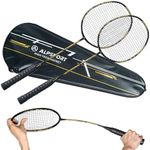 ALPSPORT SL Golden Dragon 4U G5 Graphite Professional Badminton Rackets Sets of 2, Full Carbon Fiber Racquets with 1 Leather Bag, 2 Tied Grips Tapes, Padel Raket for Sports Training