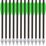 HUNTSPM 6.3" Mini Pistol Crossbow Bolts,Carbon Crossbow Bolts Arrows with Steel Broadhead Tips for 50-80lbs Pistol Crossbow Precision Target Practicing Shooting and Small Hunting (6pcs green)