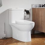 DeerValley One Piece Toilet Dual Flush 0.8/1.28 GPF with Soft Closing Seat, Ally White Ceramic Standard Comfortable Seat Height, High-Efficiency Supply, and Quick Release Toilet Seat DV-1F52816