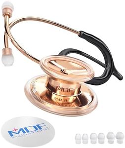 MDF Instruments, RoseGold MD One Stainless Steel Stethoscope, Adult, Black Tube, RoseGold Chestpieces-Headset, MDF777RG11