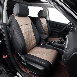 EKR CRV Seat Covers Custom Fit for Honda CRV 2017 2018 2019 2020 2021 2022,Leather Car Seat Cover Full Set for Trucks SUV,Waterproof Car Seat Cushion,Faux Leather (Black/Sand Beige)