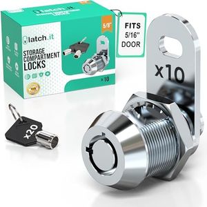 LATCH.IT 10-Pack RV Storage Locks 5/8" | 100% Metal Cam Lock for Cabinets, Toolboxes & RV Storage Doors | 20 Keys Included | RV Compartment Locks | Check Fitment Image Before Purchasing