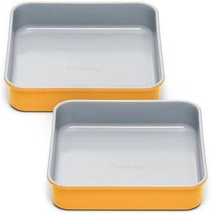 Caraway 9” Square Pan Duo - Non-Stick Ceramic Coating - Free From Forever Chemicals - Cake Pan Perfect for Brownies, Lemon Bars, & More - Marigold