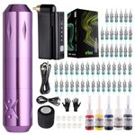 STIGMA Wireless Tattoo Machine Kit Rotary Complete Tattoo Set with 50Pcs Tattoo Cartridges Needles and Wireless Power Supply Battery for Beginners and Artists STP29KITP199-4