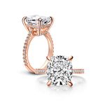 AINUOSHI 6 Carat Clear Cushion Cut CZ Cubic Zirconia Solitaire Wedding Engagement Ring 925 Sterling Silver(Rose gold 5)