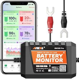 ANCEL BM300 Pro Battery Monitor - 6V/12V/24V Bluetooth 5.3 Car Battery Tester with Charging & Cranking Test, Alarm & IP67 Waterproof for Lead-Acid/Lithium Batteries in Car, Truck, Motorcycle, Boat, RV