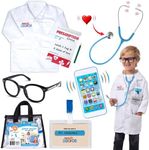 Born Toys Doctor Kit for Kids for Kids Ages 3-7, Complete Kids Doctor Kit Includes Kids Doctor Coat, Real Stethoscope, Toy Phone, Eyeglasses, Prescription Pad & Pencil - Pretend Play Doctor Set