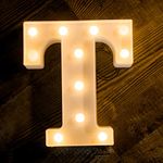 Foaky LED Letter Lights Sign 26 Alphabet Light Up Letters Sign for Night Light Wedding Birthday Party Battery Powered Christmas Lamp Home Bar Decoration (T)