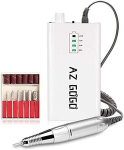Nail Drill Machine, AZ GOGO 30000RPM Professional Rechargeable Portable Electric Efile Nail Drill for Acrylic Gel Nails, Manicure/Pedicure, Polishing, Cuticle - Salon or Home Use(White)