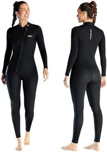 Skyone Wetsuits for Men Women, 3MM Neoprene Wetsuit Full Body Wet Suit in Cold Water, Scuba Diving Suit Long Sleeves Front Zip Warm Swimsuit for Swimming Surfing Snorkeling (Women Black, Medium)