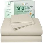 California Design Den Luxury King Size Sheet Set - 100% Cotton, 600 Thread Count Deep Pocket King Sheets, Hotel-Quality Bedding with Sateen Weave - Ivory