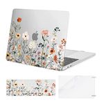 MOSISO Compatible with MacBook Pro 13 inch Case M2 M1 2024 2023 2022-2016 A2338 A2289 A2251 A2159 A1989 A1706 A1708, Plastic Garden Flowers Hard Case & Keyboard Cover & Screen Protector, Transparent