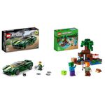 LEGO 76907 Speed Champions Lotus Evija Race Car Toy Model for Kids, Collectible Set & 21240 Minecraft The Swamp Adventure, Building Game Construction Toy with Alex and Zombie Figure