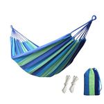 YAMLGHT Canvas Hammock 450 lbs Single Camping Hammock Upgraded Thickened Durable Canvas Fabric Super Light and Easy to Carry for Outdoor Indoor Camping Beach and Tree Hanging (Blue-Green)