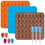 AFUNTA Skull Silicone Mold, 3 PCS Mini Gummy Molds Non-Stick Chocolate Mold Candy Mold with 3PCS Droppers for Making Jello, Cakes, Ice Cubes, Biscuits