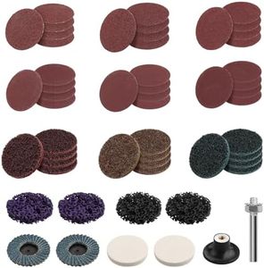 EYPINS 55PCS 2" Abrasive Sanding Disc Kit with 1/4" Shank Holder – Ideal for Deburring Grinding Polishing Surface Conditioning, Angle Grinder Attachments for Rust Paint Removal & Metalwork