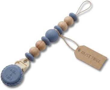 Mila & Lulu Silicone Pacifier Clip – Metal-Free, Rust-Free, 100% Food-Grade Silicone and Natural Beech Wood, Secure Pacifier Holder & Teething Accessory for Babies – Ocean