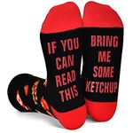 GOLIN If You Can Read This Funny Saying Non-Slip Socks, Novelty Gifts for Men Women Teens Food Lover, Ketchup, Medium