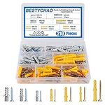 BESTYCHAO 210pcs Self Drilling Drywall Anchors, 7 Sizes Plastic Hollow Wall Anchor Screws Assortment Kit for Drywall Hanging and Mounting M5 M6 M8