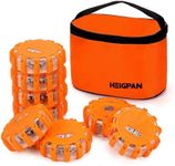 HEIGPAN GP908 8 Pack LED Road Flares Emergency Roadside Lights Safety Flashing Warning Beacon Disc Warning Flare Kit with Hook Magnetic Base for Car Truck & 9 Flash Modes (Batteries Not Included)