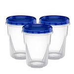 Elegant Disposables Twist Top Deli Containers Food Storage Containers Blue Screw on Lid Reusable Stackable Leakproof Airtight, pack of 10-32 oz containers