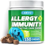 CANIVET Allergy + Immunity | 150 x Treat Chews | 10-in-1 Supplement | Itchy Dog Skin Relief + Seasonal Allergy Remedy | Premium Quality - Hi-Protein, No Grains, Real Meat