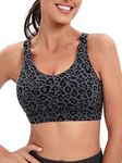 RUNNING GIRL High Impact Sports Bras for Women,Racerback Bra Workout Crop Tops for Women, Leopard Print, Medium