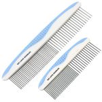 Metal Dog Comb, Dog Combs for Grooming Matting, Doodle Brush, Dematting Comb for Dogs, Dog Grooming Tools, Pet Comb, Metal Dog Grooming Comb, Dog Detangler Brush, Dog Dematting Tools, 2 Pack