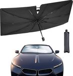 UVANTI Car Windshield Sun Shade Umbrella, Foldable Car Front Window Sunshade, Block UV Rays & Sun Heat Insulation, Automotive Windshield Sunshades Fit Most Vehicles - 57 x 31 inches