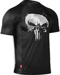 Hayabusa Mens Marvel Hero Elitte Short Sleeve Jiu Jitsu Rash Guard - The Punisher, XX-Large Black