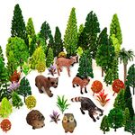 48pcs Animal Trees, Ho Scale Bushes with Animals Figures, Plastic Trees for Projects 1.5-6 inch(4-16 cm), Model Train Scenery