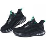 MORENDL Steel Toe Shoes for Men Work Shoes Safety Sneakers Air Cushion Lightweight Slip Resistant Puncture Proof Industrial Construction Shoes Blackgreen