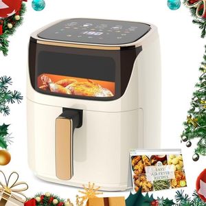 Advwin 8L Air Fryer, Oil-Less Air Fryer, 8 Presets Healthy Electric Cooker LED Touch Digita Screen Kitchen Oven | Nonstick Digital Air Fryer | Electronic Recipe | Beige