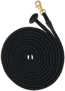 Tough 1 Rolled Cotton Lunge Line with Solid Brass Snap, Black, 25'