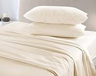 Extra Deep Fitted Sheets Plain Flannelette 100% Brushed Cotton Thermal Super Soft Warm Cosy 40cm Deep Fitted Sheets (Double, Cream)