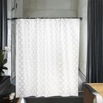 Urbane Home Soft Texture Bath Curtain|Natural Drape Waterproof Shower Curtain 6 Feet|Silver