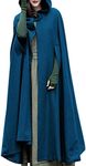 futurino Women Gothic Hooded Open Front Poncho Cape Coat Outwear Jacket Cloak, #Lightningblue, Large