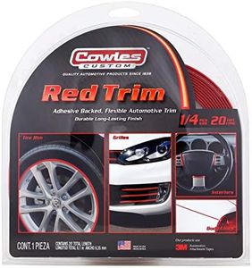 Cowles Custom - Red Color Molding Edge Trim Automotive Accessory for The Interior or Exterior of Cars, Trucks, SUVs, 20 Feet of Peel and Stick-On with 3M Tape Decorative Flexible PVC Molding