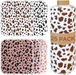 Stranthother 25 Pack Cow Pattern Print Reusable Paper Towels Bulk Washable Cotton Towels for Kitchen Rustic Dish Towel Cloth Hand Towels with Cardboard Roll Napkins Rag Bathroom Supplies(10x12in)