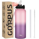 GOPPUS 1.2L/40oz Stainless Water Bottle with Straw Large Thermal Bottle 1200ml Flip Top Metal Bottles Cold Drink Leakproof Flask Big Drinks Bottles Double Walled Insulated Bottle Travel Water Bottle