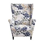 Wing Chair Slipcovers 2 Pieces Stretch Spandex Wingback Chair Covers Sofa Slipcover Printing Wingback Armchair Slipcovers Furniture Protector Couch Soft with Elastic Bottom for Wingback Chairs,12