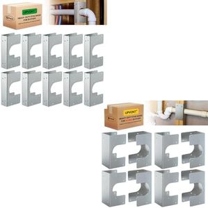 UPVONT Single 2X Stud Shoes (10 PCS) & Double 2X Stud Shoes (8 PCS), 16-Gauge Galvanized, 6.25" Height, Fits Up to 2 3/8" OD Pipes – Thicker, Higher, IBC/IRC Code Compliant, Extra Durable