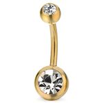 COOLSTEELANDBEYOND Surgical Steel Belly Button Ring Body Jewelry Piercing Ring Navel Ring with Cubic Zirconia, Cubic Zirconia,Metal,Stainless Steel,Steel,Steel Gold,Stone, cubic-zirconia