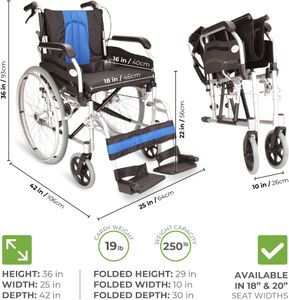 Lightweight Folding Self-Propel Wheelchair – Handbrakes, Quick Release Wheels
