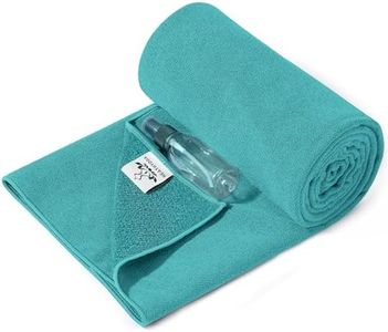 Heathyoga Yoga Mat Towel Non Slip for Hot Yoga Towel with Silicone Grip & Free Spray Bottle, 72"X26" Extra Large Microfiber Yoga Towel for Bikram, Pilates, Fitness (Teal)