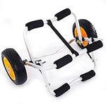 Bonnlo Foldable Kayak Trolley, Boat Kayak Canoe Cart Carrier Dolly Trailer Transport with Upgraded NO-Flat Wheels One 3.6M Strap Heavy Duty Aluminum Frame, 90KG Loading Capacity (Kickstands- U shape)