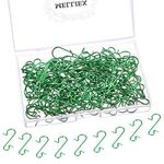 MELLIEX 120pcs Christmas Bauble Ornament Hooks S-Shaped Metal Hanger Mini Stainless Steel Hooks for Hanging Xmas Tree Decoration, Green